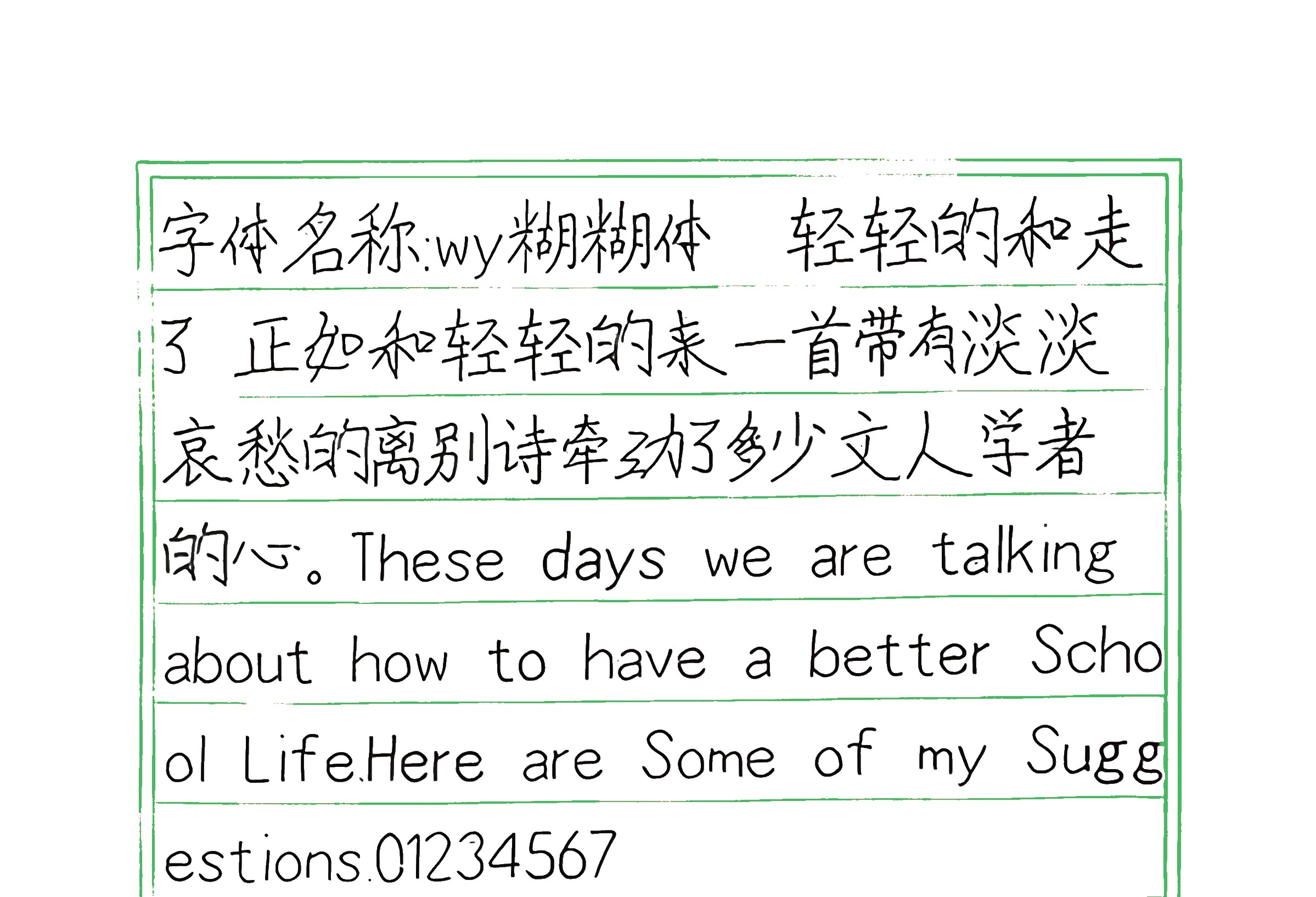 101_wy糊糊体 手写样张