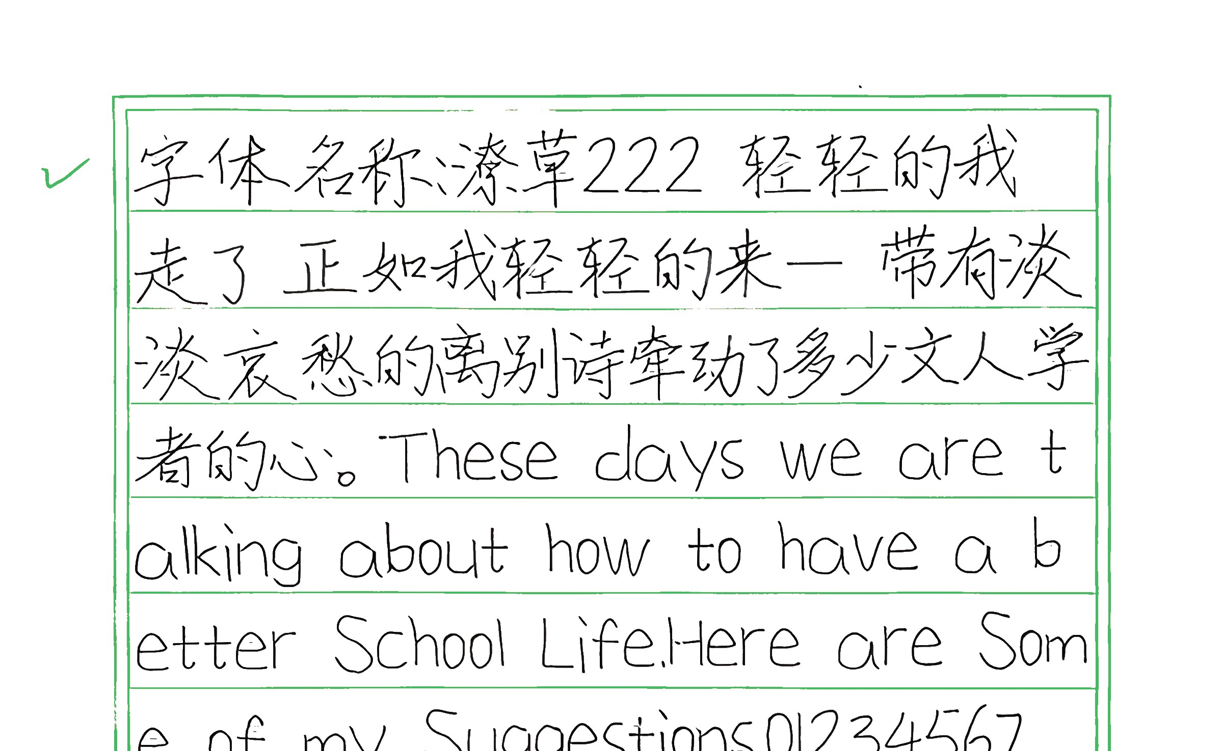 214_潦草222 手写样张