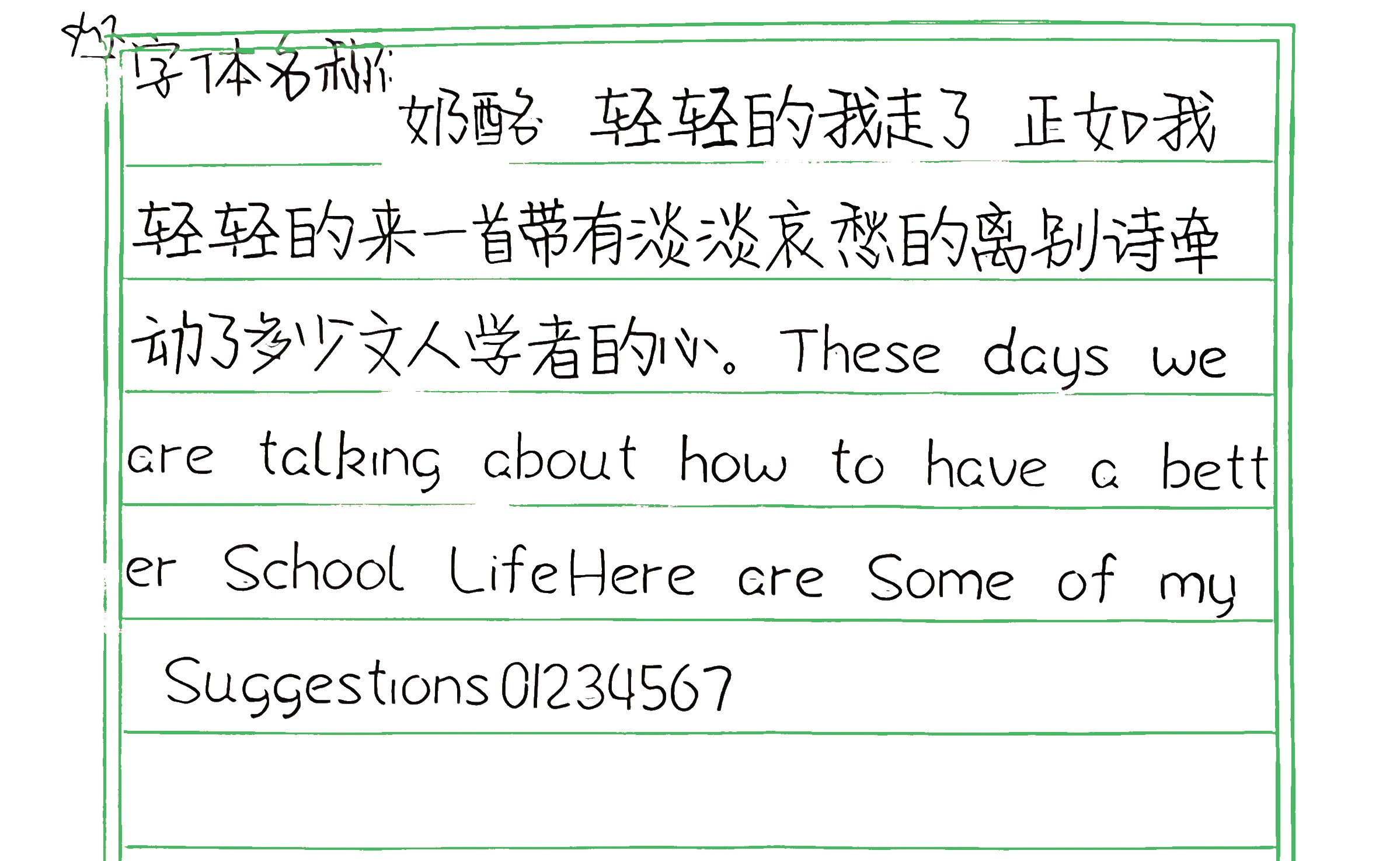 231_奶酪 手写样张