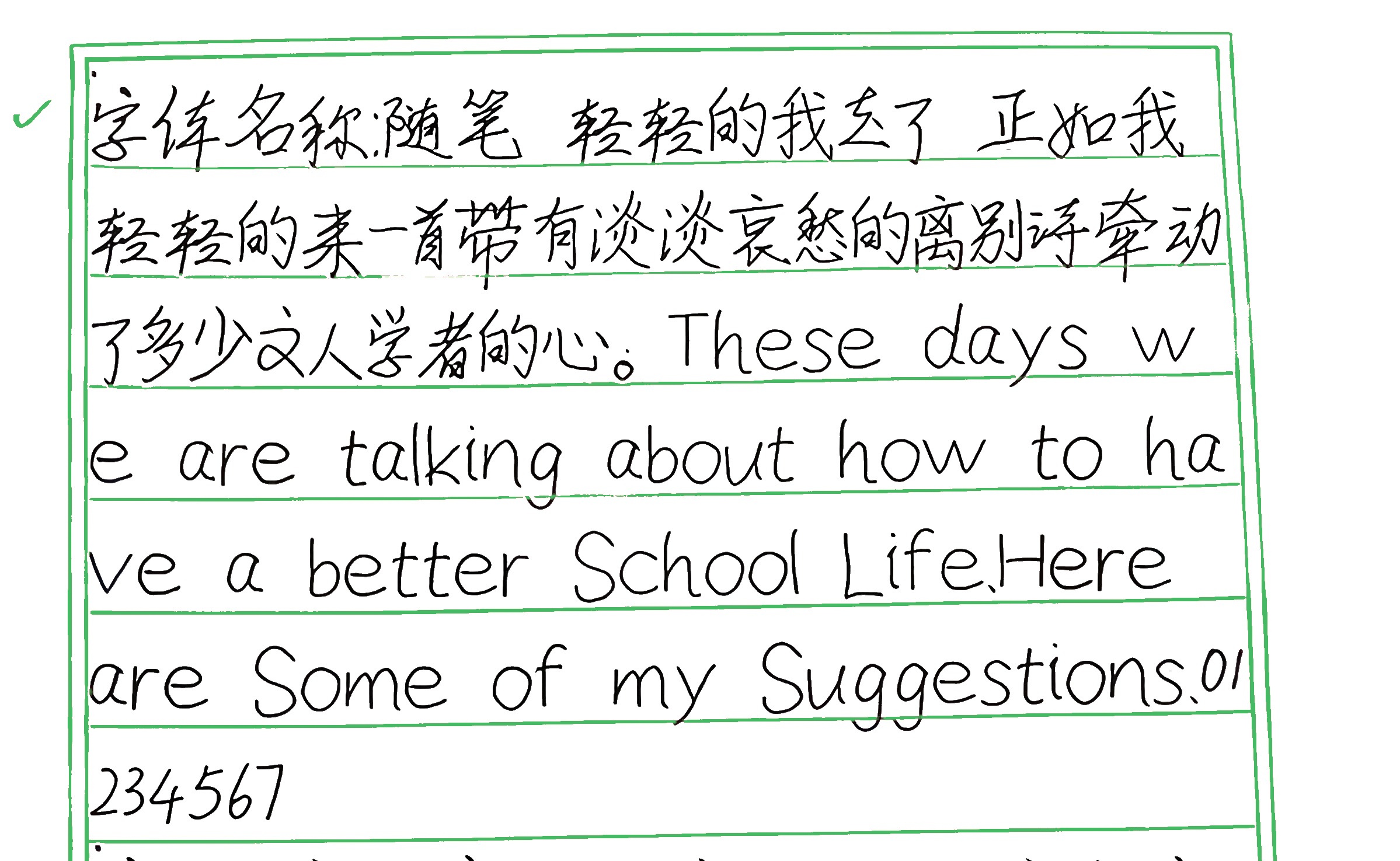 266_随笔 手写样张