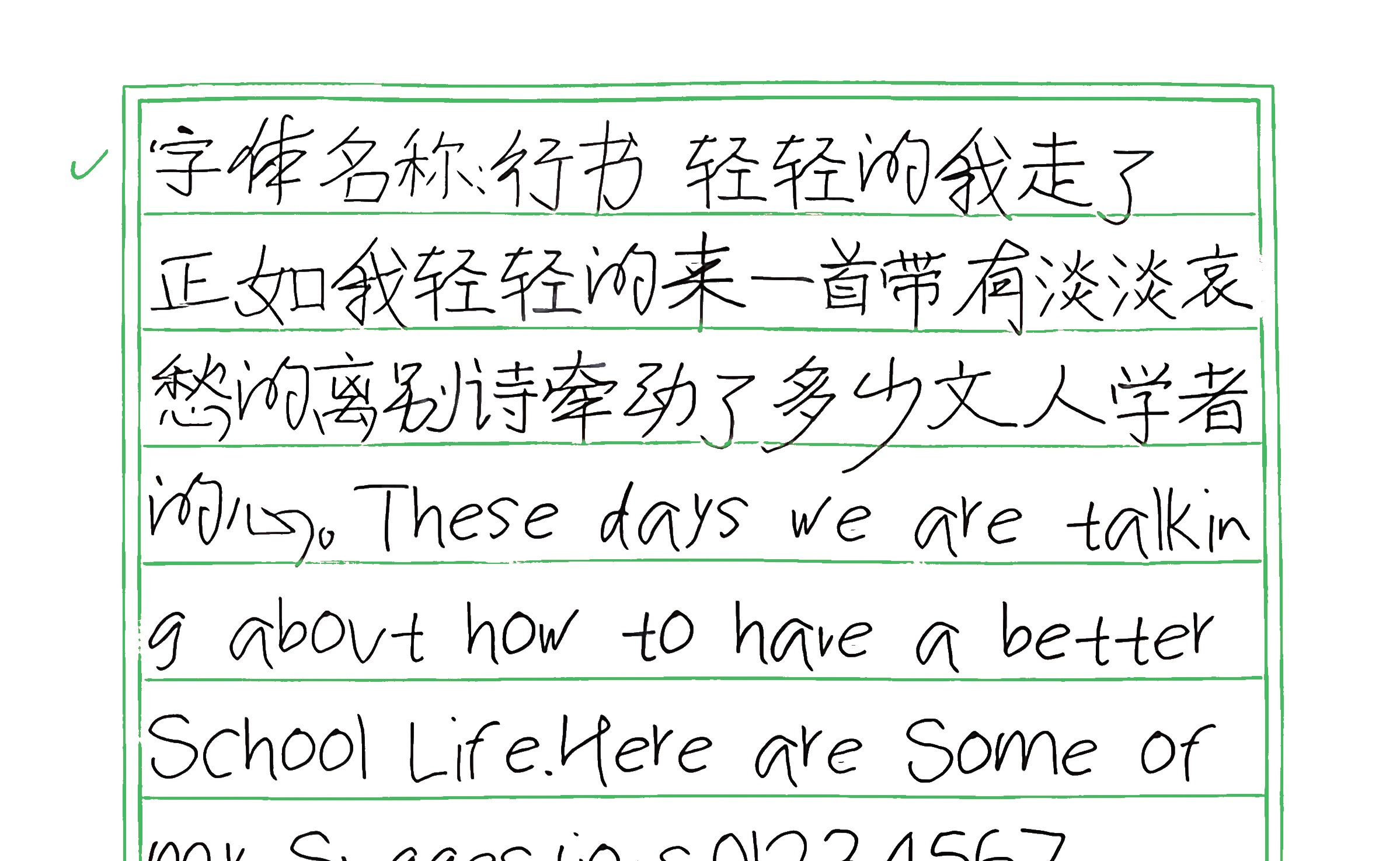 303_行书 手写样张