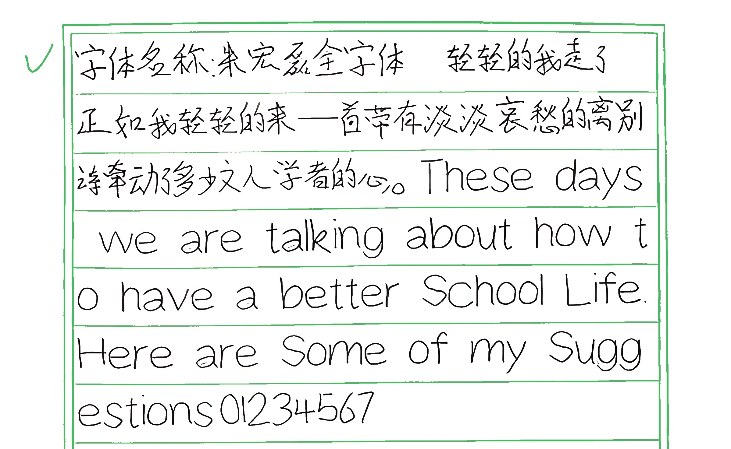 345_朱宏磊全字体 手写样张